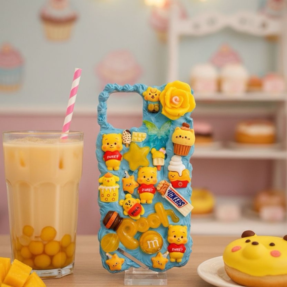 Winnie the Pooh Themed Phone Case with Yellow Accents